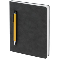 Ежедневник Magnet с ручкой, серый с желтым