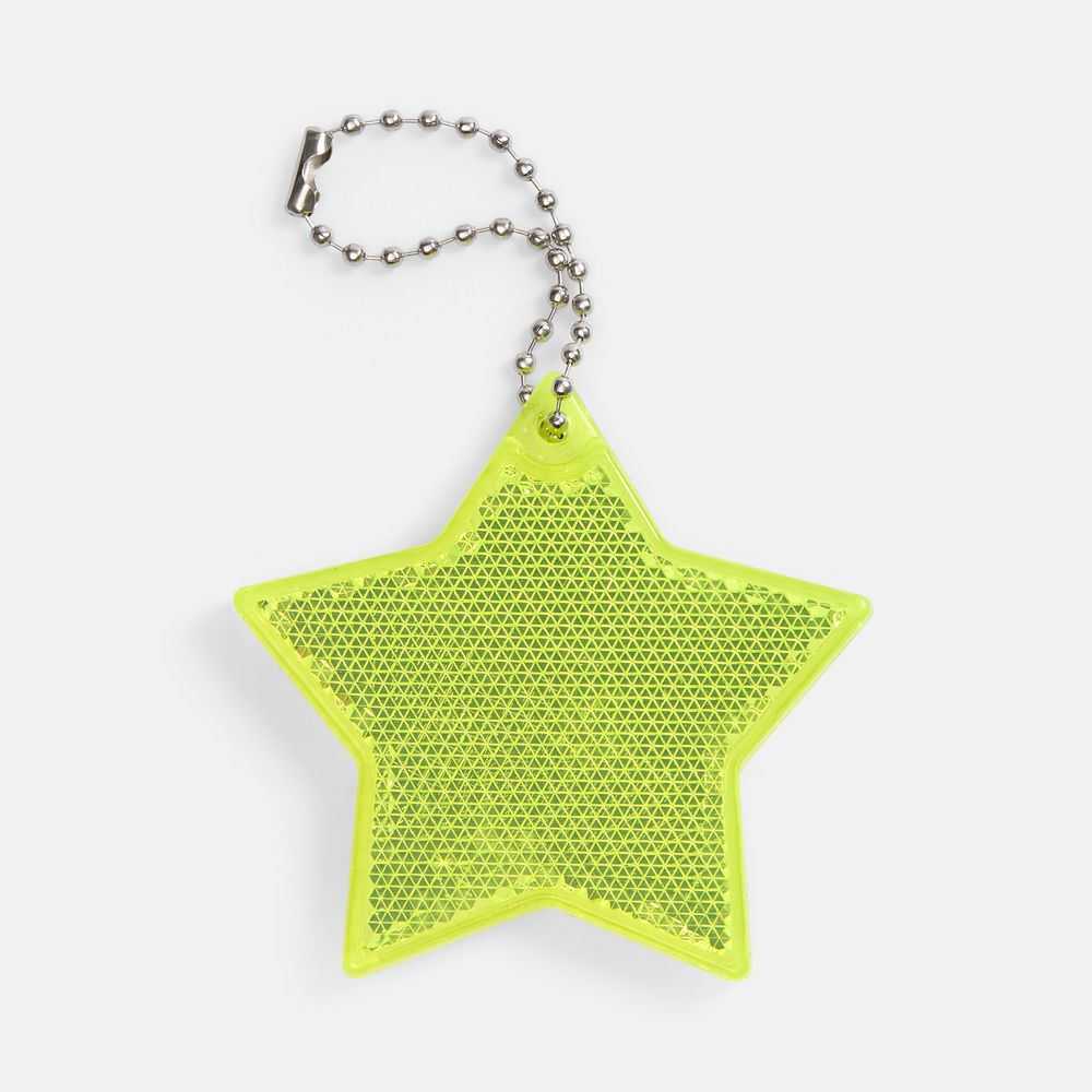 Пешеходный светоотражатель с цепочкой «Звезда», желтый неон